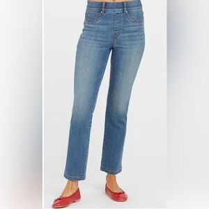 Spanx Straight Leg Stretch Denim Jeans Medium Wash High Rise Size Small